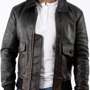 sourabh Real Leather Bomber Aviator Jacket Mens